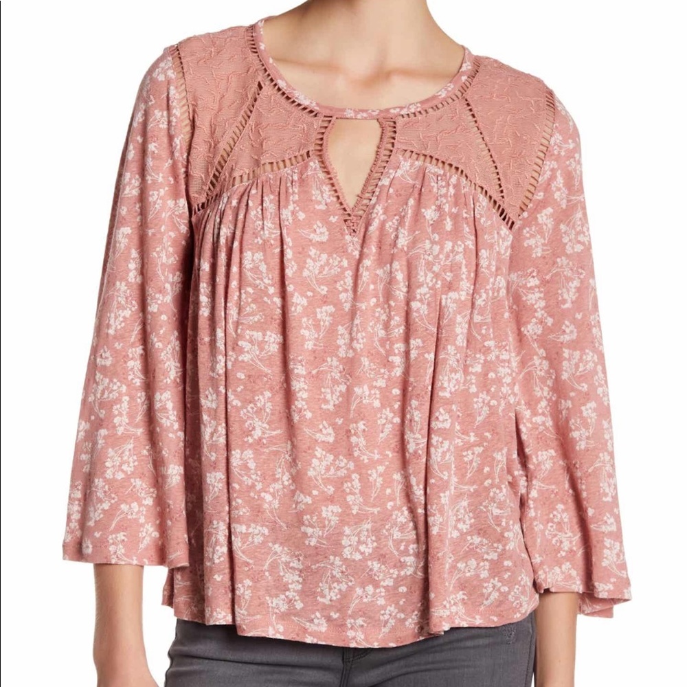 NWT Lucky Brand lace mix shirt
